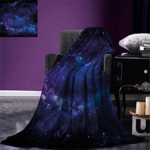 Dekens Sky Throw Deken Space Illustration Night Time Universe Stars en Nebulas verre delen van Galaxy warm voor bed Couchblankets leeg