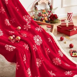 Couvertures Snowflake Red Christmas Throwet Couverture floue moelleuse flanelle confortable microfibre pour canapé canapé canapé 50x 60 "