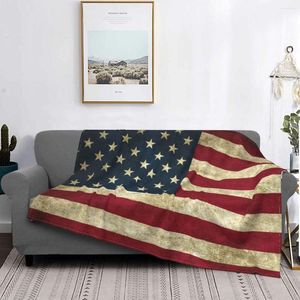 Dekens sofa fleece vintage Amerikaanse vlag gooi deken warme flanel VS trots op slaapkamerauto quilt