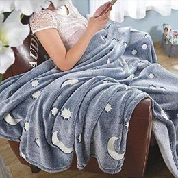 Couvertures douce flanelle couverture chaude sieste couverture croissante pour enfants chambre canapé canapé bureau cadeau de noël lumineux jeter Blanke