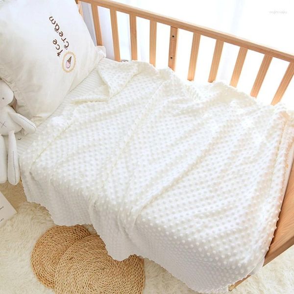 Couvertures douces Minky bébé réception couverture vison pointillé double couche lange d'emmaillotage serviette de bain literie pour enfants nés garçons filles