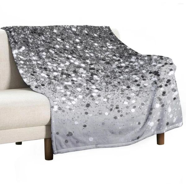 Couvertures Soft Silver Gris Glitter # 1 (Faux - Pographie) #Shiny #decor #art Throw Counder Decorative