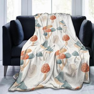 Couvertures doux chaud flanelle couverture aquarelle champignon mignon motif voyage Portable hiver jeter mince lit canapé