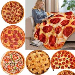 Couvertures Doux Chaud Flanelle Tortilla Pizza Couverture Ronde Forme Donut Avion Voyage Portable Wearable Hiver Imprimer Jeter Bl Homefavor Dhbl4