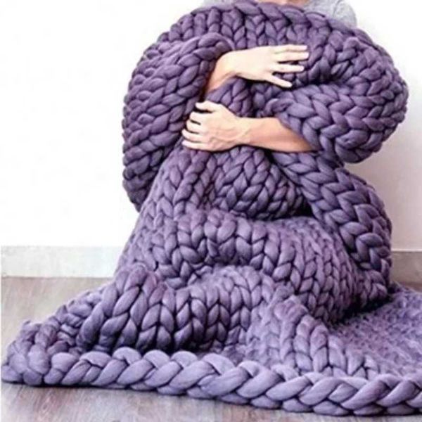 Couvertures douces chaudes grandes grandes couvertures en laine grossières faites à la main