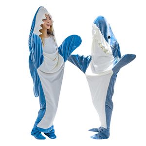 Blankets Soft Warm Shark Blanket for Adults with Hooded Design and Loose Jumpsuit 230810