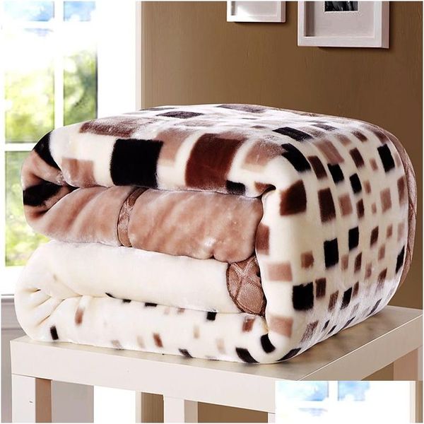 Couvertures Couverture de couette d'hiver douce imprimée Raschel Mink Throw Twin Queen Size Single Double Lit Fluffy Chaud Fat épais Couvertures Accueil GA DHF5S