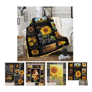 Mantas Softbatfy Sunflower Fleece Throw Blanket Sofá Ropa de cama Drop Ship Delivery Home Garden Textiles Dhnwa