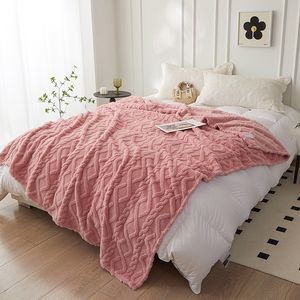 Dekens vaste kleur tuff deken flanel fleece dekens zachte volwassen bed cover winter warme steek donzige sprei voor bank slaapkamer 230904