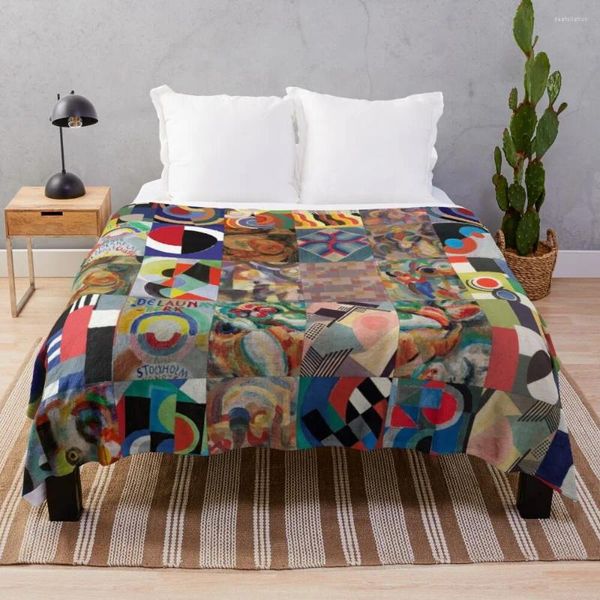 Mantas Sonia Delaunay Tiro Manta Decorativa Crochet Lindo Plaid Fleece Bkanket