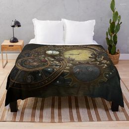 Dekens steampunk klokken gooien deken luxe designer quilt retro katoenen bank thermisch voor reizen