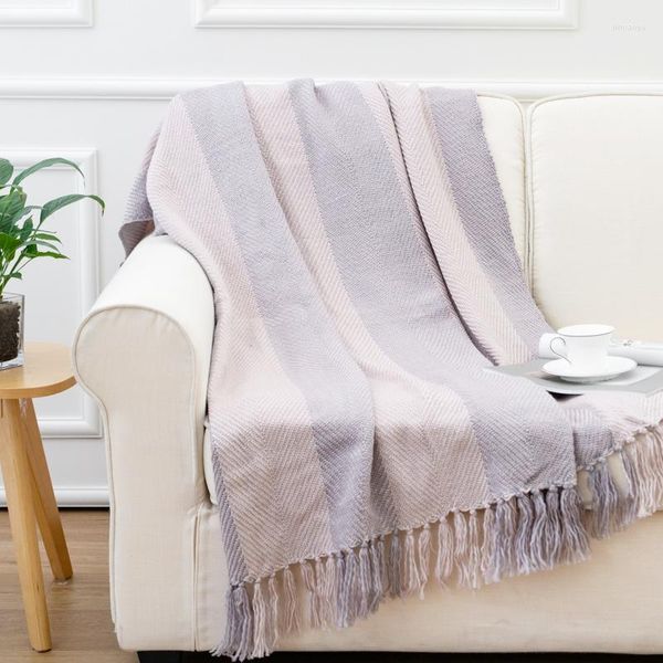 Couvertures rayé loisirs couverture chevet canapé tapisserie modèle chambre BB décoratif jette châle gland serviette pour un usage domestique