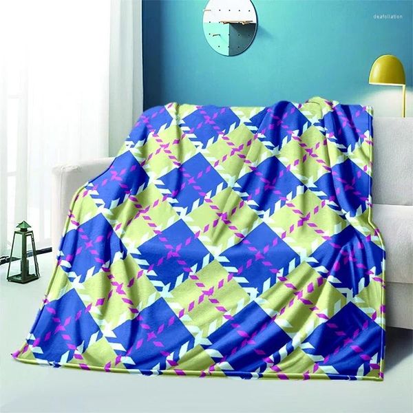 Couvertures rayées à carreaux léopard, motif européen et américain, couverture de canapé et de lit, couverture douce et chaude en flanelle, cadeau