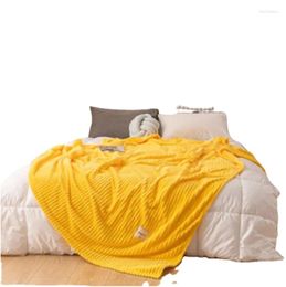 Couvertures SUGAN LIFE pour lits Solide Couleur Jaune Doux Chaud 300GSM Plaid Carré Flanelle Couverture Sur Le Lit Épaisseur Jeter