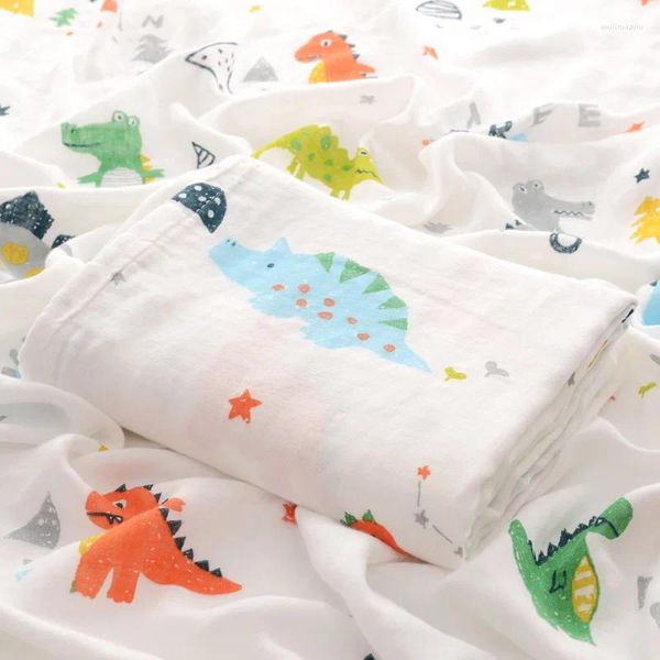 Mantas Manta de bebé fina de verano Gasa de algodón 0-2 años Nacido Swaddle Muselina Wrap Toalla de baño suave 110 140 cm