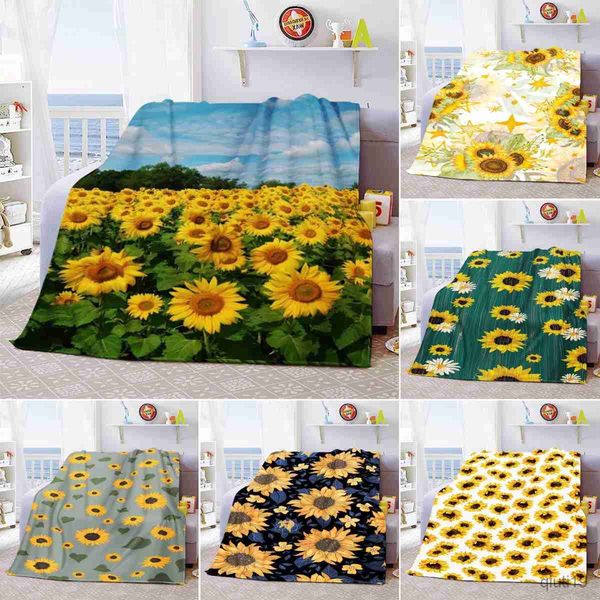 Couvertures Tournesol Mignon Floral Polaire Flanelle Couverture Légère Confortable Douce Chaude Couverture pour Lit Canapé Canapé Couverture King Pleine Taille R230824