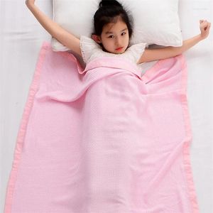Couvertures Super respirantes en fibre de bambou, couverture de bébé, couleur unie, été cool, enfants dormant pour lit rose bleu