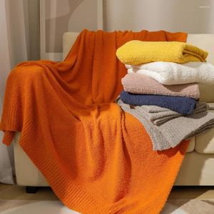 Couvertures Super doux confortable canapé tricoté couverture microfibre décor à la maison sieste en peluche couleur unie loisirs lit couverture chaud hiver châle