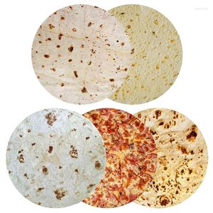 Dekens super zachte flanel tortilla pizza deken 200GSM ronde vorm donut hamburg reis draagbare draagbare zomerse gooi