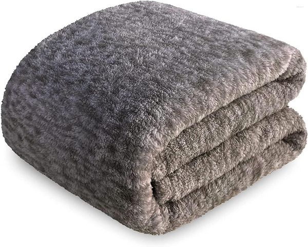 Couvertures Couverture Sherpa Super Douce Toutes Saisons Confort Peluche Pour Canapés Lits Et Canapés 150x200 Cm Gris Foncé