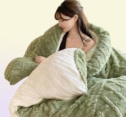 Couvertures Super épais hiver couverture chaude pour lit artificiel agneau cachemire pondéré doux confortable chaleur couette couette 1138683