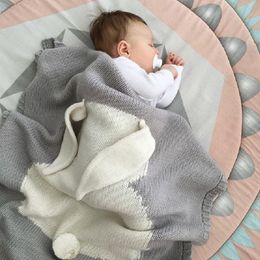 Mantas Pañales 100% Acrílico Bebé Manta de punto Divertido Conejo nacido Milestone Swaddle Wrap Niños Jugando Mat Sleepsack Cochecito al aire libre Cubre 230603