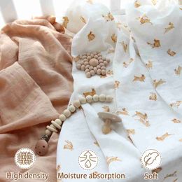 Dekens Swaddling 100% biologische katoenen babydekens pasgeboren mousseline wrap baby bed mousseline swaddle deken giraf print gaas bad handdoek