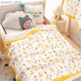 COUVRES SEMBLING 105 * 105CM BAMBOO Coton Baby Musline Swaddle Couverture Mignon Soft Imprimé Baby Towel Wrap Y240411