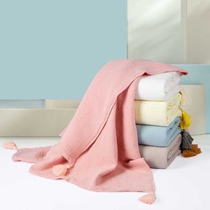 Couvertures d'emmaillotage 120x150cm, couverture de réception pour bébé, sac de couchage en coton doux, 4 couches de gaze de coton mousseline, sac de couchage de couleur unie
