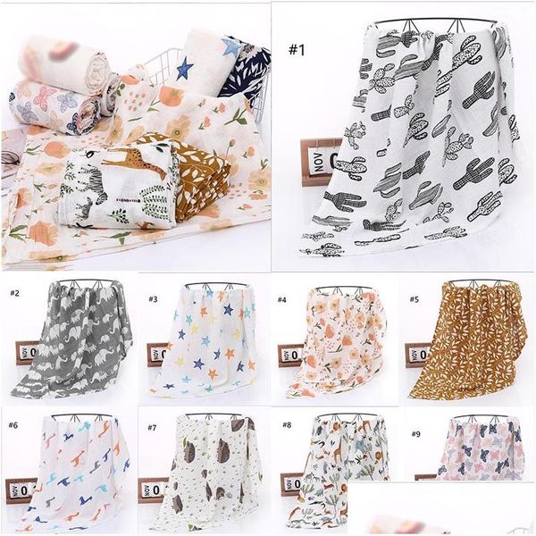 Couvertures d'emmaillotage 34 styles bébé Etamine Ddling 100% coton fleur ou animaux couvertures imprimées literie de pépinière nouveau-né Dddle bain Towe Dhiho