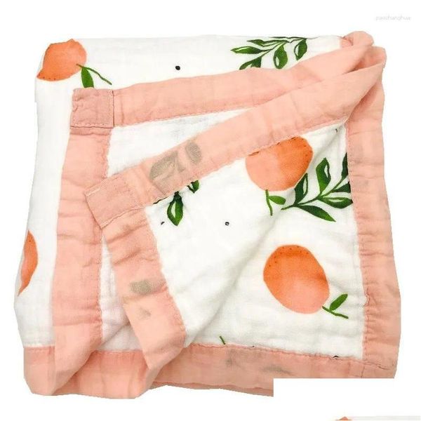 Mantas Swaddling 420G Naranja Cuatro capas 70% Bambú 30% Algodón Muselina Manta para bebé Ddle Wrap para nacido Ddling Ropa de cama Toalla de baño Drop DHGWJ