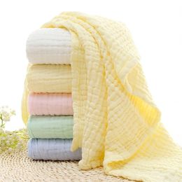 Couvertures Swaddling 6 couches de gaze serviette de bain bébé recevant pur coton bulle mousseline infantile enfants swaddle dormir literie 221024