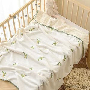 Couvertures Emmaillotage bébé couverture brodé nouveau-né bébé couette couverture Swaddle chaîne infantile enfants microfibre câlin couette R231130