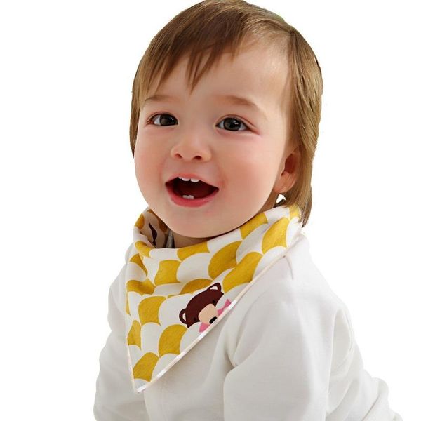 Couvertures emmailloter bébé manger salive serviette enfants boucle dissimulée Double imprimé coton Triangle écharpe bavoir personnalisé en gros