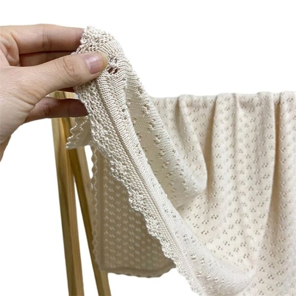 Mantas Pañales Manta de algodón de punto para bebé 92x86 cm nacido Recibir envoltura de pañales con borde de flores Toalla de baño Ropa de cama infantil Cubierta del cochecito 230726