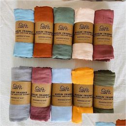 Couvertures émouvantes pour bébé couleur massive Gauze Musline Couverture Musline 2 couches Bamboo Coton Baignoire serviette née Ddle Wrap Diapers Infant Diapers Drop Drop de Othxk