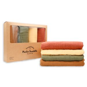 Couvertures d'emmaillotage en mousseline de coton de bambou né 4 paquets, couverture de réception douce pour bébé, enveloppe pour enfants en bas âge, couette de couchage, couverture de lit 231017