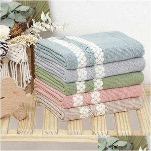 Couvertures Swaddling Né Bébé Naissance Tricot Couverture Trucs Pour Bébé Été Mâle Poussette ER Super Doux Serviette De Bain Chambre Jeter Enfant Literie Otpqf