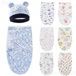 Dekens Inbakeren Born Cotton Waddle Wrap Hoed Baby Deken Beddengoed Cartoon Cute Baby Slaapzak voor 06 Maanden Accessoires 230601