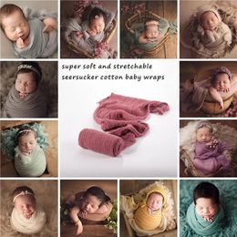 Decken Pucken geboren Po Requisiten Wrap Baby Pografie Decke weiche dehnbare Baumwolle Babys Zubehör 231009
