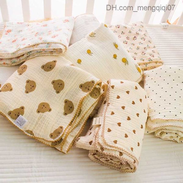 Couvertures emmailloter coton gaze motif uni couverture bébé super doux nouveau-né séchage rapide garçons et filles serviettes de bain pour enfants bébé panier couverture couverture Z230809