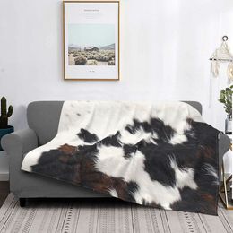 Couvertures emmailloter peau de vache détail jeter couverture vache impression doux polaire automne jeter pour canapé confortable flanelle couverture chambre décor cadeau pour enfants adultes 230603