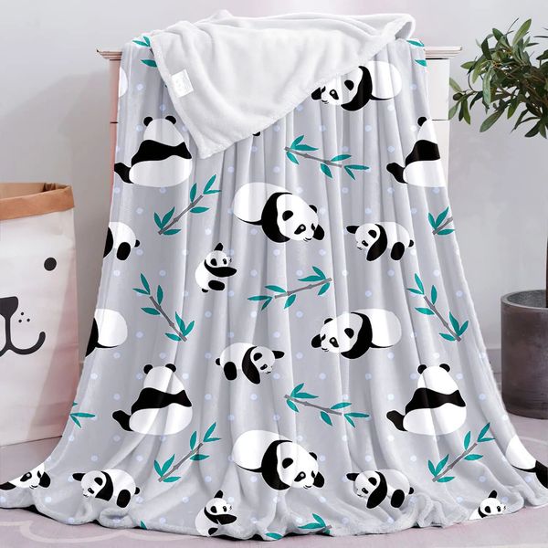 Couvertures d'emmaillotage mignon panda dessin animé animal imprimé couverture flanelle moelleuse douce chaude couvertures literie confortable enfants filles adultes pour cadeau d'anniversaire 231208