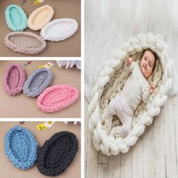 Dekens Inbakeren Handgemaakte Geweven Mand Creatieve Chunky Knit Cocoon Nest Pod Pography Prop Geboren Baby Baby Boot Box Po Shoot Voor StudioB