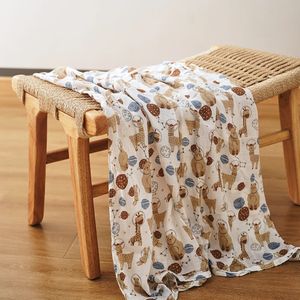 Couvertures Emmaillotage Happyflute Promotion Doux Mousseline Bambou Coton Bébé Wrap Mode Imprimé né Multifonction Swaddle Couverture 120110cm 231031