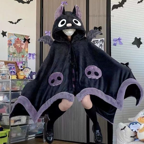 Mantas Pañales Kawaii Bat Y2k Manta de felpa Suave con capucha Pijamas Hogar Animal Cálido Manta usable Capa Regalo de Navidad para niñas Niños 230603