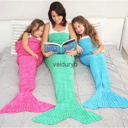 Mantas para envolver a niños, manta de sirena para bebé niña, mantas de cola de sirena, aire acondicionado, sofá, saco de dormir, manta de punto de ganchillovaiduryb