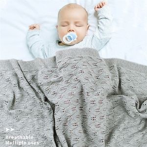 Couvertures Swaddling Tricoté Coton Été Trucs pour les nés Swaddle Poussette Couverture Vêtements Cobertor Infantil Wrap Mensuel Enfants Quilt 220927