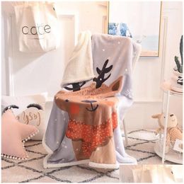 Couvertures Swaddling Agneau Veet Enfants Couverture Double Épaissir Chaud Flanelle Sieste Climatisation Courtepointes Né Cadeaux Yoga Er Drop Livraison DHF1K