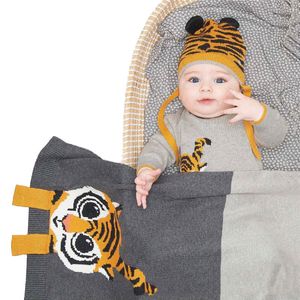 Couvertures emmailloter LZH bébé tigre imprimer bambin filles pour enfants tricot couette chaud garçons 8080 cm 024 mois 230301